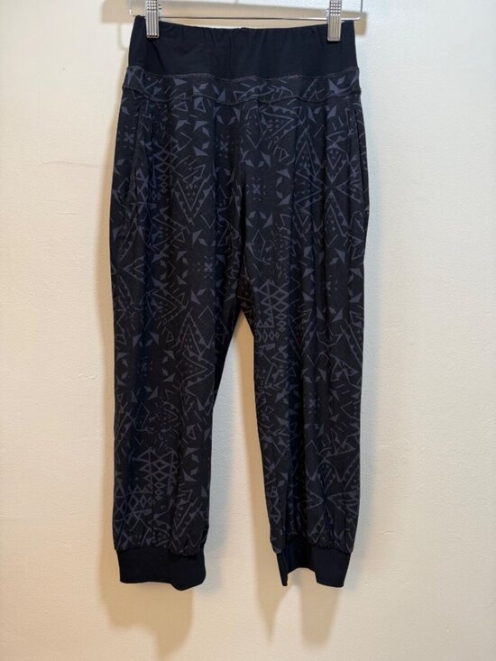 Sweaty Betty Pants - Sweaty Betty Black Geo Print XS Workout Joggers With Ribbed Cuffs & High Waistba